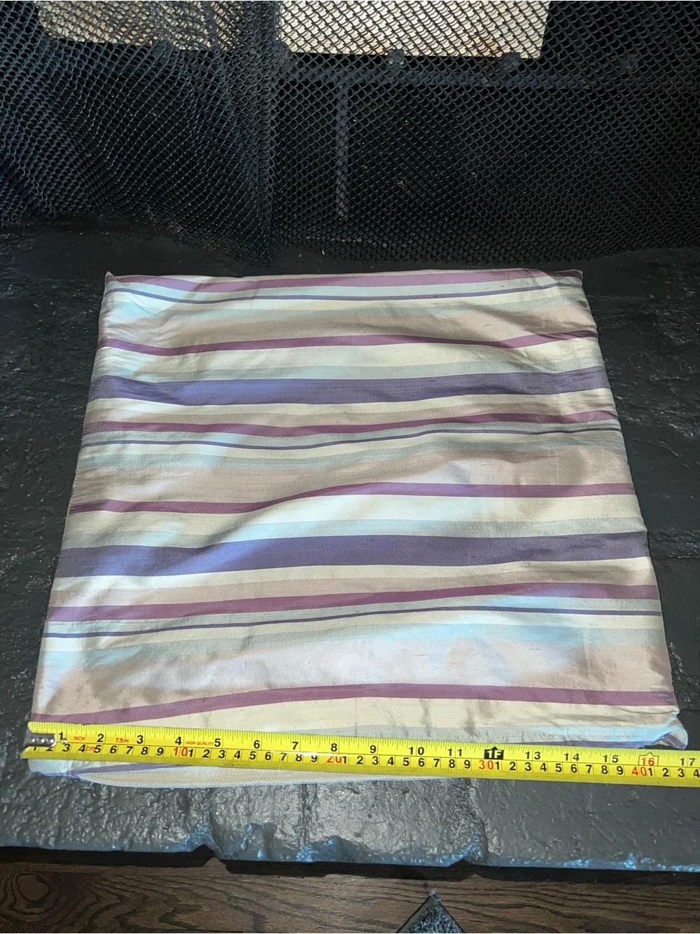 Striped Decorative Throw Pillows in Pastel Blue & Lavender Linen like texture